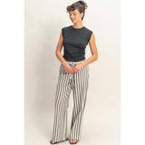 Ruched Waist Sleeveless Cotton Top