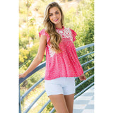 Embroidered Ruffled Top