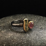 Rhodium Gold Plated Double Stone Ring
