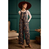 FLORAL PRINT WIDE LEG LIGHTWEIGHT JUMPSUIT OVERALL