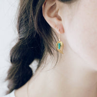 Small leaf earrings with colorful beads