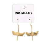 Edina Crane Dangle Earrings Brass Wholesale