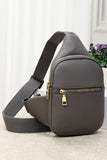 Solid PU Sling Bag: Light Brown
