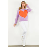 Colorblock Heart Knit Sweater