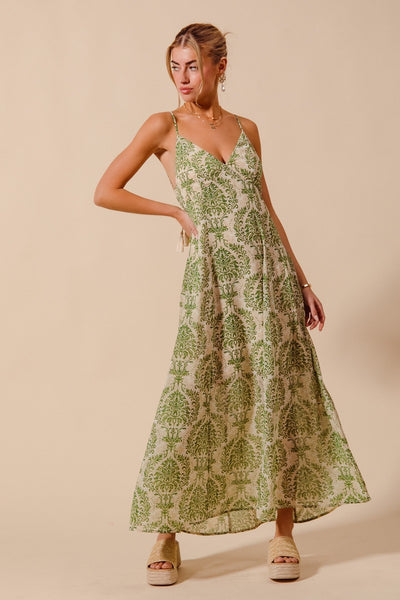 Damask Floral Maxi Dress