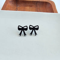 Bow Studs - Black Glitter // Game Day Earrings