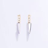 14K Gold Plated & CZ Butcher Knife Stud Earrings
