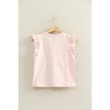 Ruffle Cap Sleeve Crew Neck Top