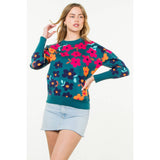 Flower Rib Knit Sweater