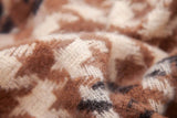 Soft Two Tone Houndstooth Chunky Fleece Oblong Tassel Scarf