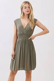 SURPLICE SMOCKED WAIST MINI DRESS - VJD400097