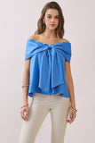 CT9079-Bow Accented Off The Shoulder Top