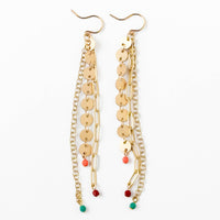 Long Gold Chain Earrings With Tiny Beads