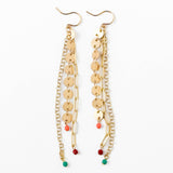 Long Gold Chain Earrings With Tiny Beads