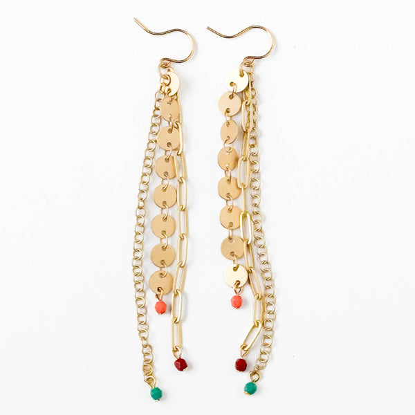 Long Gold Chain Earrings With Tiny Beads
