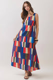 CD07489-Geometric Print Maxi Dress