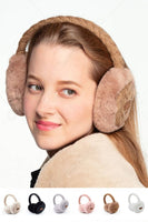 C.C Cable Knit Fur Earmuff Warmer: Light Gray