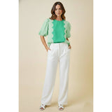 Romantic Wave Glam Scallop Blouse