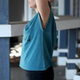 Eucalyptus Flowers Loose Fit Boxy Cap Sleeve Tee Deep Teal