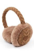 C.C Cable Knit Fur Earmuff Warmer: Light Gray