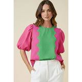 Romantic Wave Glam Scallop Blouse