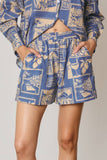 Conversational Print Relaxed Pull On Shorts