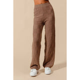 CHECKER PATTERN KNITTED STRAIGHT LEG SWEATER PANTS