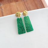 Mia Mini Earrings - Green Glitter // Jewelry, Earrings, Game Day, Christmas