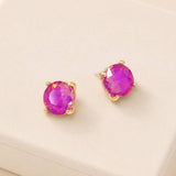 Sterling Silver S925 Post 12mm Round Glass Stud Earrings