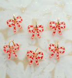 Pink and Red Pearl Bow Earrings