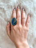 Large Brass Freeform Stone Ring
