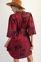 Animal Printed Wool Peach Shirt Dress