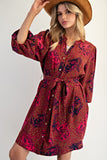 Animal Printed Wool Peach Shirt Dress