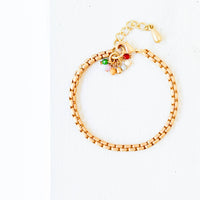 Adjustable Thick Gold Chain Bracelet With Tiny Bead Cluster