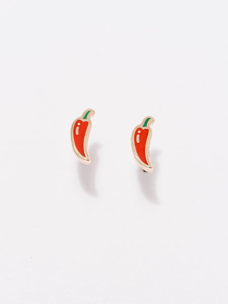 Hot Pepper Enamel Stud Earrings