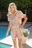 36735 Scallop Hem Detail Embroidered Floral Print Short