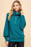 CT9019-Front Zipper Oversized Collar Pullover