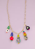 Colorful and Bright Beaded Charm Necklace