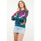 Flower Rib Knit Sweater