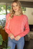 34916 Layered Tulle Detailed Sweater Top