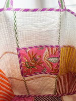 Cotton Quilted Block Print Large Tote Bag - Patchwork