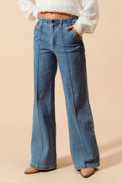 Mid Rise Straight Leg Denim Jeans