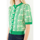 Short Sleeve Floral Pattern Button Up Top