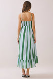 CD06828-Striped Back Smocked Detail Side Pocket Maxi Dress