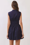 CD07317-Sleeveless Fit & Flare Waist Belt Mini Dress