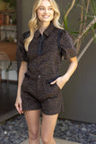 35934 Contrast Ruffle Detailed Animal Print Shorts