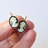 Small Black Cameo Earrings