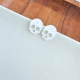 Skull Studs - White Glitter // Halloween Earrings