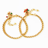 Adjustable Thick Gold Chain Bracelet With Tiny Bead Cluster