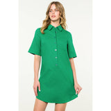 Short Sleeve Collared Button Dress